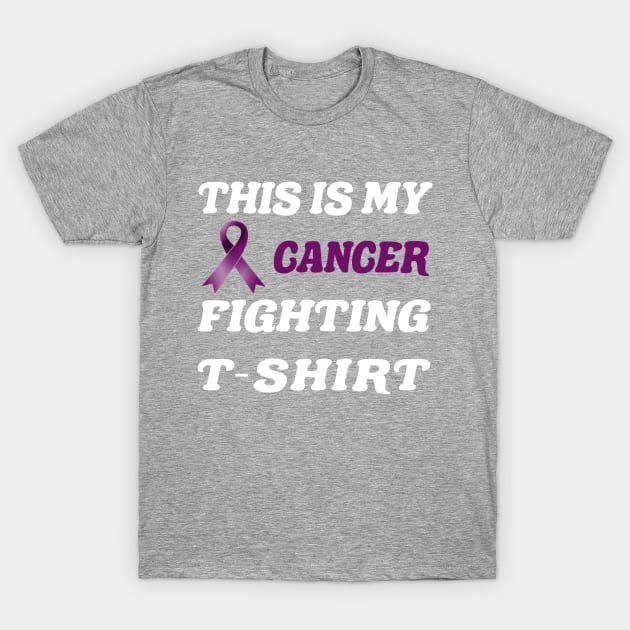 pancreatic Cancer purple Ribbon Fighting T-Shirt by MarYouLi